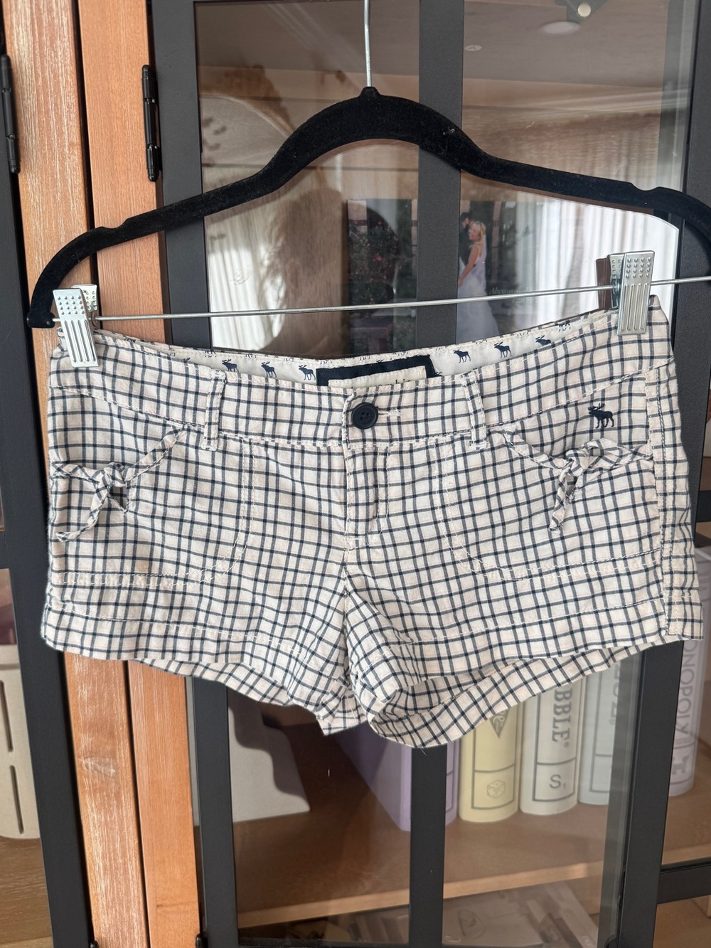 Vintage Abercrombie y2k Chino shorts low rise bows moose logo plaid windowpane